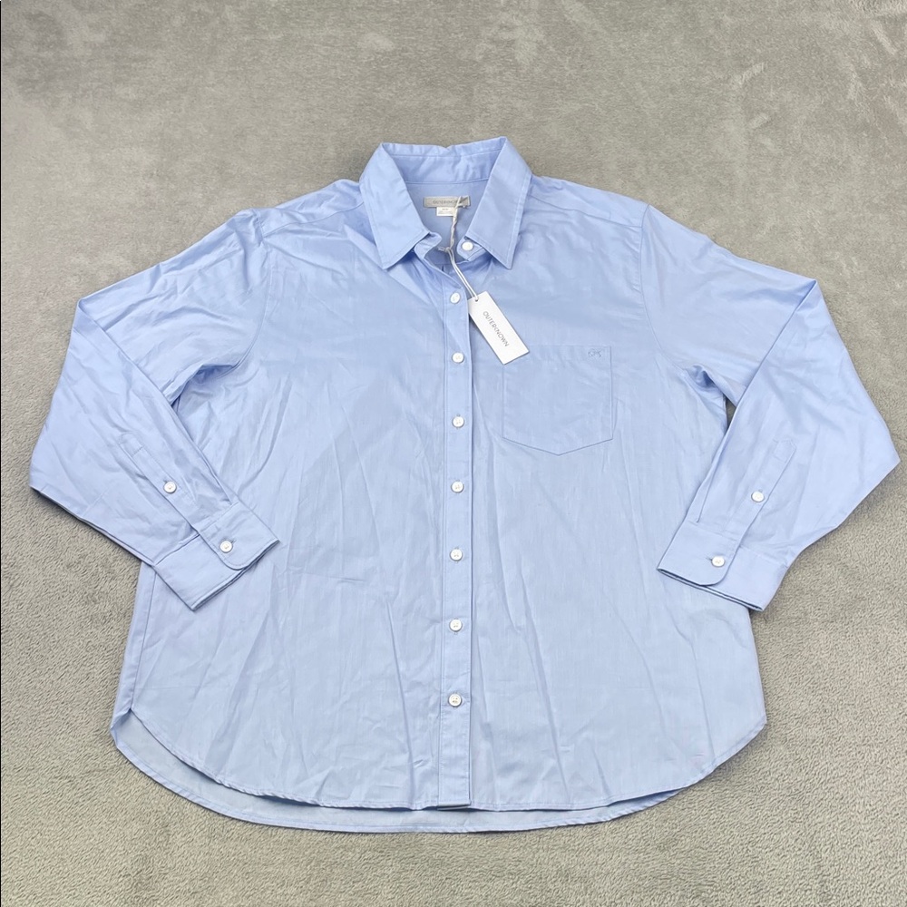 NEW Outerknown M 100% Organic Cotton Women's Blue Button-Up Shirt FLAW
